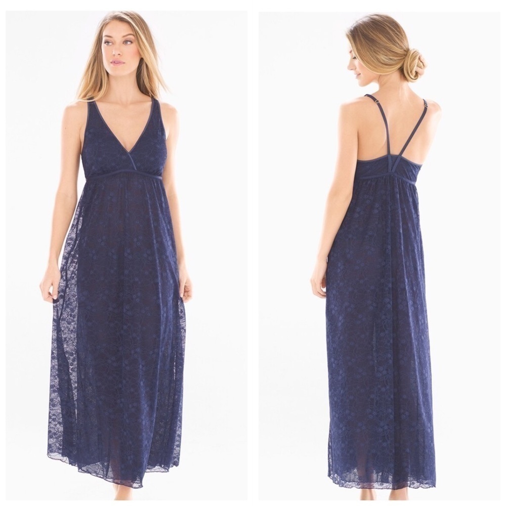 Soma Blue Long Lace Gown & Robe Set. D34/A320 - Picture 2 of 5